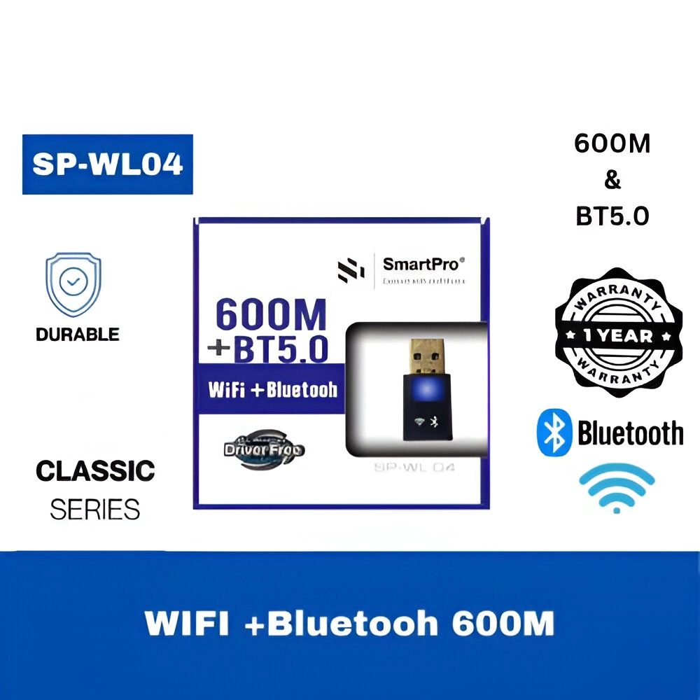 Smart-Pro Usb To Wi-Fi Bluetooth Adapter Dual Band 600 Mbps SP-WL04 view 2